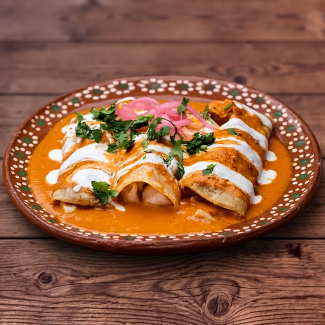 Seafood Enchiladas (Spicy).